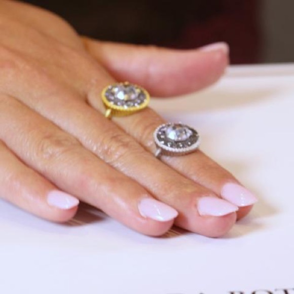 FREIDA ROTHMAN Faceted Stone Vault Cocktail Ring Gold Silver Zirconia Stone $175 - Picture 4 of 16